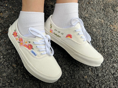 Pink Cosmos Garden Converse Embroidery