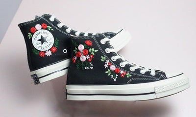 Red Rose Bouquet Converse Embroidery