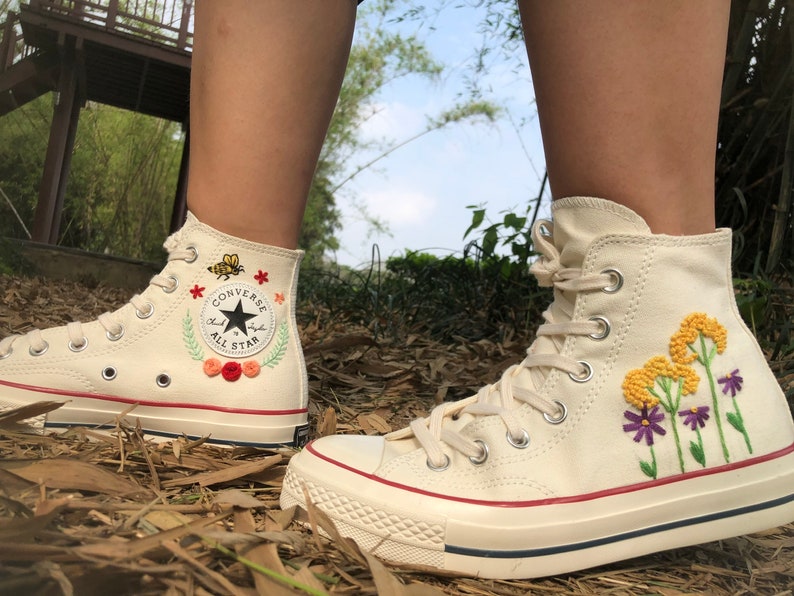 Wildflower Bee Converse Embroidery