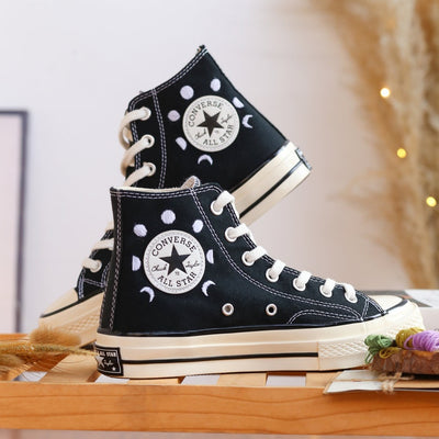 Converse High Tops Lavender and Ghosts Embroidered