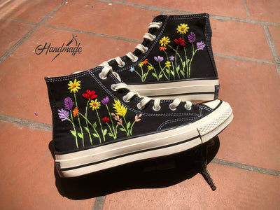 Wildflower Lavender Garden Converse Embroidery