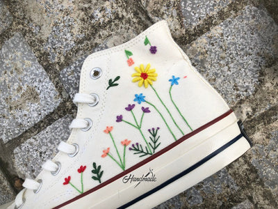 Rainbow Wildflower Roses Converse Embroidery