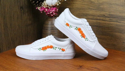 Orange Rose Vine Converse Embroidery