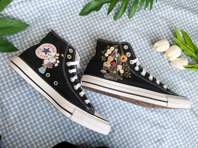Mushrooms and Flowers Converse Embroidery