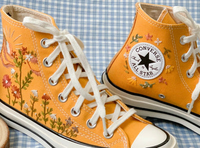 Bird & Wildflowers Converse Embroidery