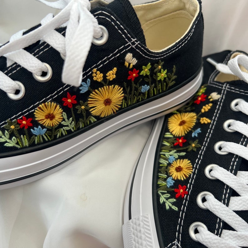 Embroidered Sneakers Sweet Colorful Flower Garden