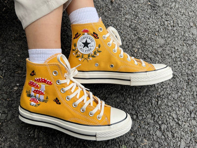 Red Mushroom & Butterfly Converse Embroidery