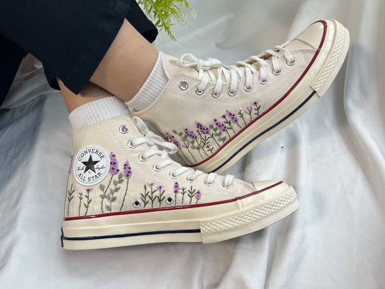 Lavender Embroidered High Tops