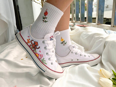Mermaid and Squid Converse Embroidery