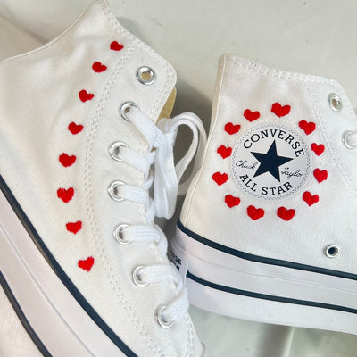 Red Hearts Wreath Converse Embroidery