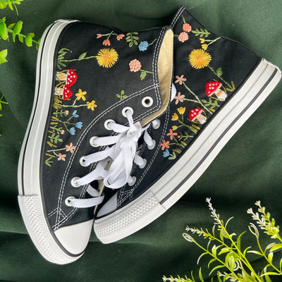 Mushrooms and Dandelions Converse Embroidery