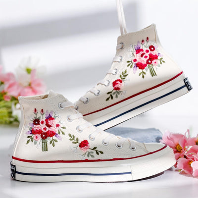 Beads Embroidered Converse Shoes