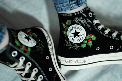 Santa Claus and Reindeer Embroidered Shoes