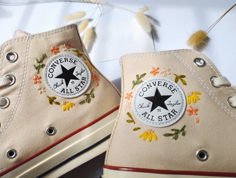 Pastel Wildflower Converse Embroidery