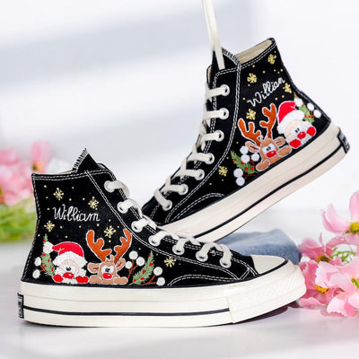 Reindeer Santa Embroidered Converse Shoes