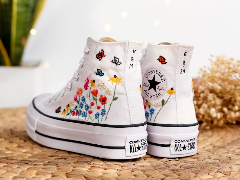 Butterfly Meadow Converse Embroidery