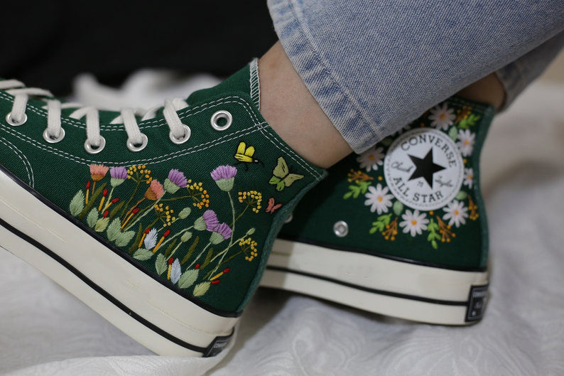Butterfly Meadow Converse Embroidery
