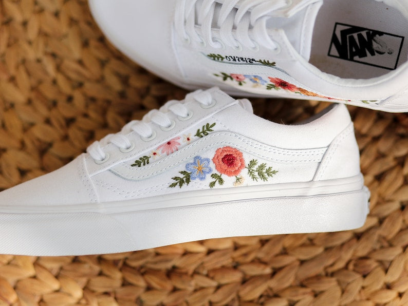 Multicolor Wildflowers Converse Embroidery