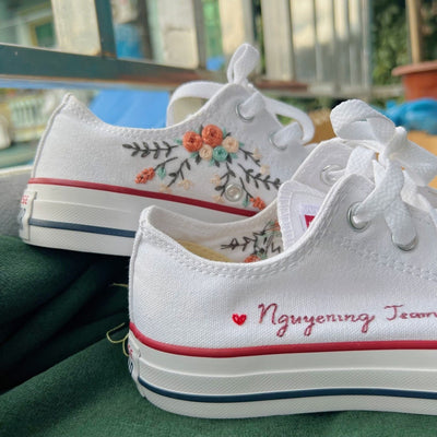 Personalized Rose Script Converse Embroidery