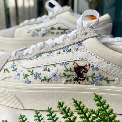 White Roses Wedding Converse Embroidery