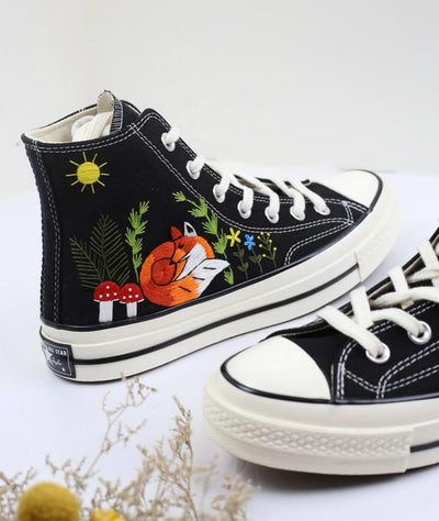 Converse Embroidered Fox and Mushroom Shoes