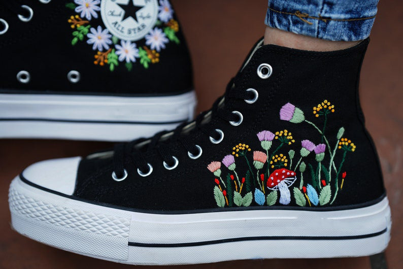Mushroom Meadow Converse Embroidery