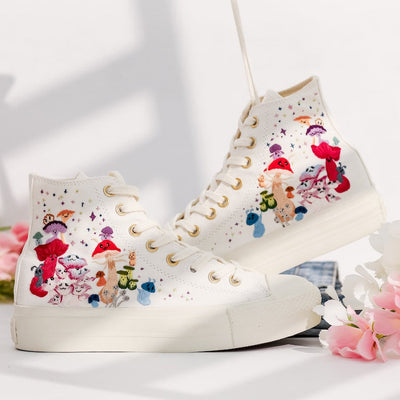 Colorful Mushroom Embroidered Converse Shoes