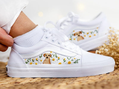 Dog Floral Converse Embroidery