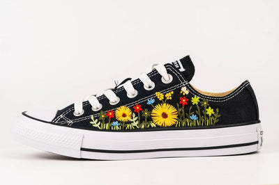Yellow Daisy Field Converse Embroidery