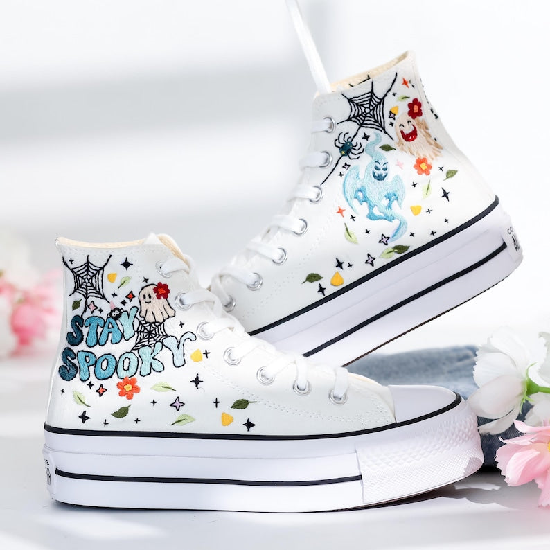 Spooky Embroidered Converse Shoes