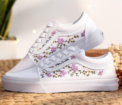 Purple Wildflowers Converse Embroidery