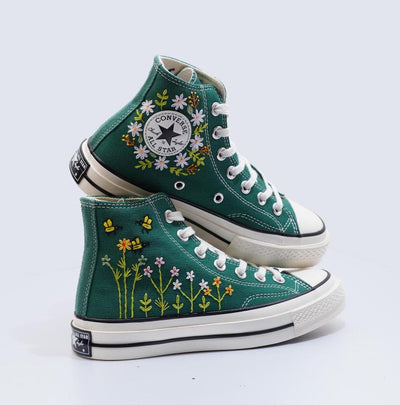 Flower, Bees Embroidered Shoes