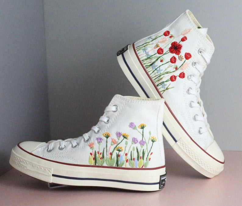 Poppy Wildflower Converse Embroidery