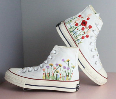 Poppy Wildflower Converse Embroidery