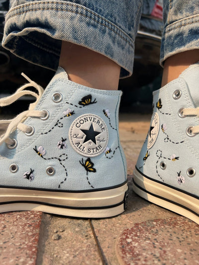 Wildflower, Bee, and Ladybug Converse Embroidery