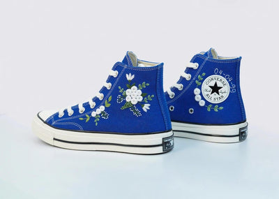 Custom Wedding Converse Embroidered Flower