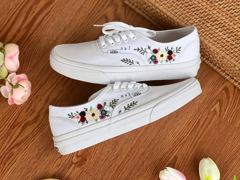 Anemone Rose Wedding Converse Embroidery