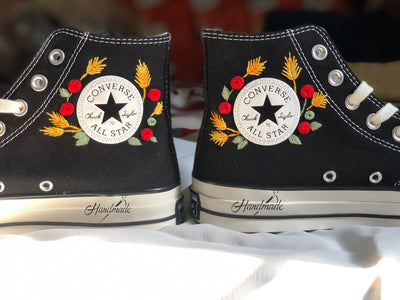 Rose Wheat Wreath Converse Embroidery