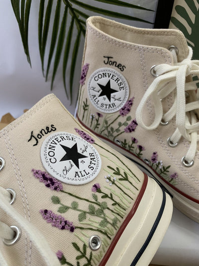 Lavender Field Converse Embroidery