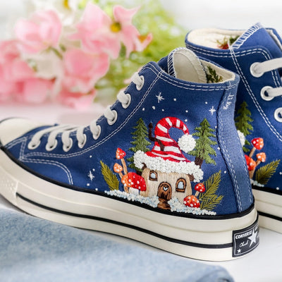 Christmas Embroidered Converse Shoes