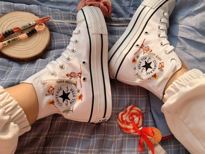 Mountain & Hiking Scene Converse Embroidery