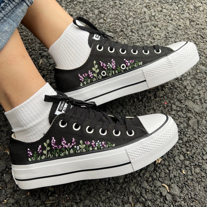 Lavender Meadow Converse Embroidery