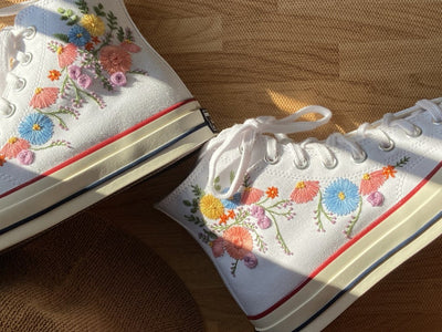 Pastel Wildflower Meadow Converse Embroidery
