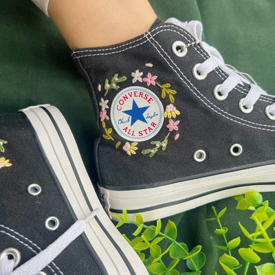 Pastel Wildflowers Converse Embroidery