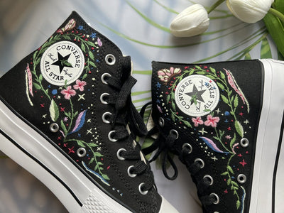 Colorful Garden Converse Embroidery