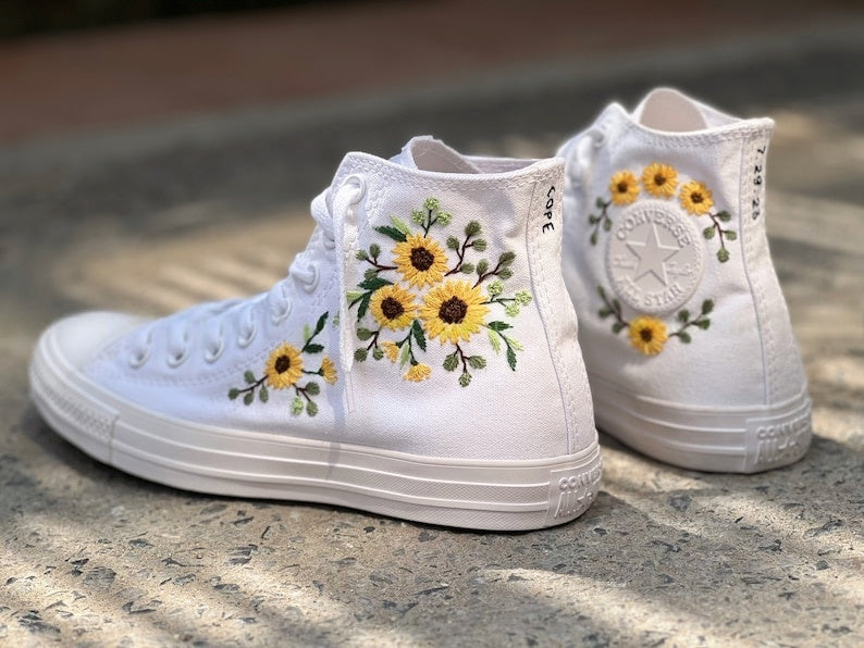 Sunflower Wreath Converse Embroidery