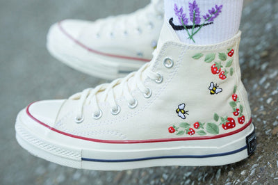 Strawberry Bee Converse Embroidery