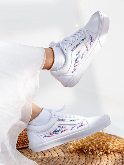 Lavender Pastel Vine Converse Embroidery
