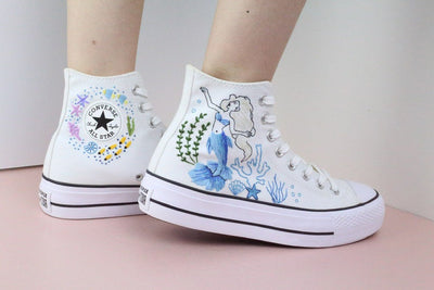 Mermaid Coral Converse Embroidery