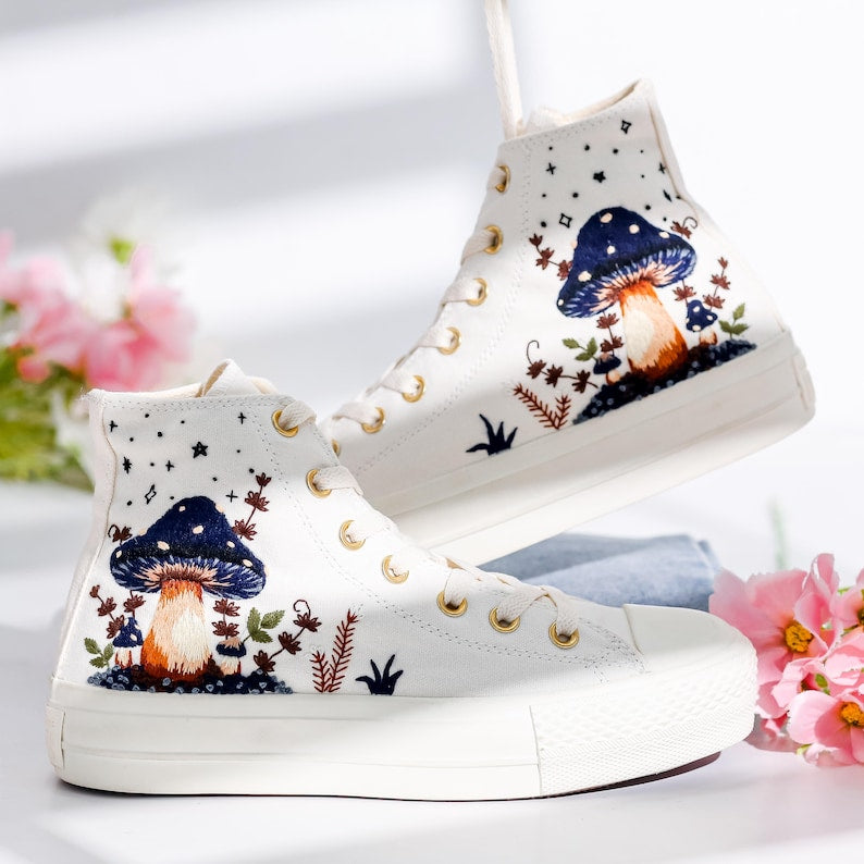 Mushrooms Embroidered Converse Shoes